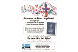 Johannes de Heer-zangdienst op zondag 2 april