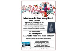 Johannes de Heer-zangdienst op 5 oktober a.s.